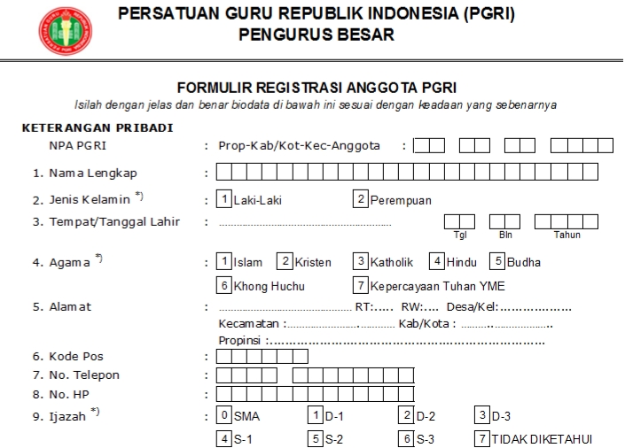 Pendaftaran PGRI Fakfak - Persatuan Guru Republik Indonesia Cabang Kabupaten Fakfak